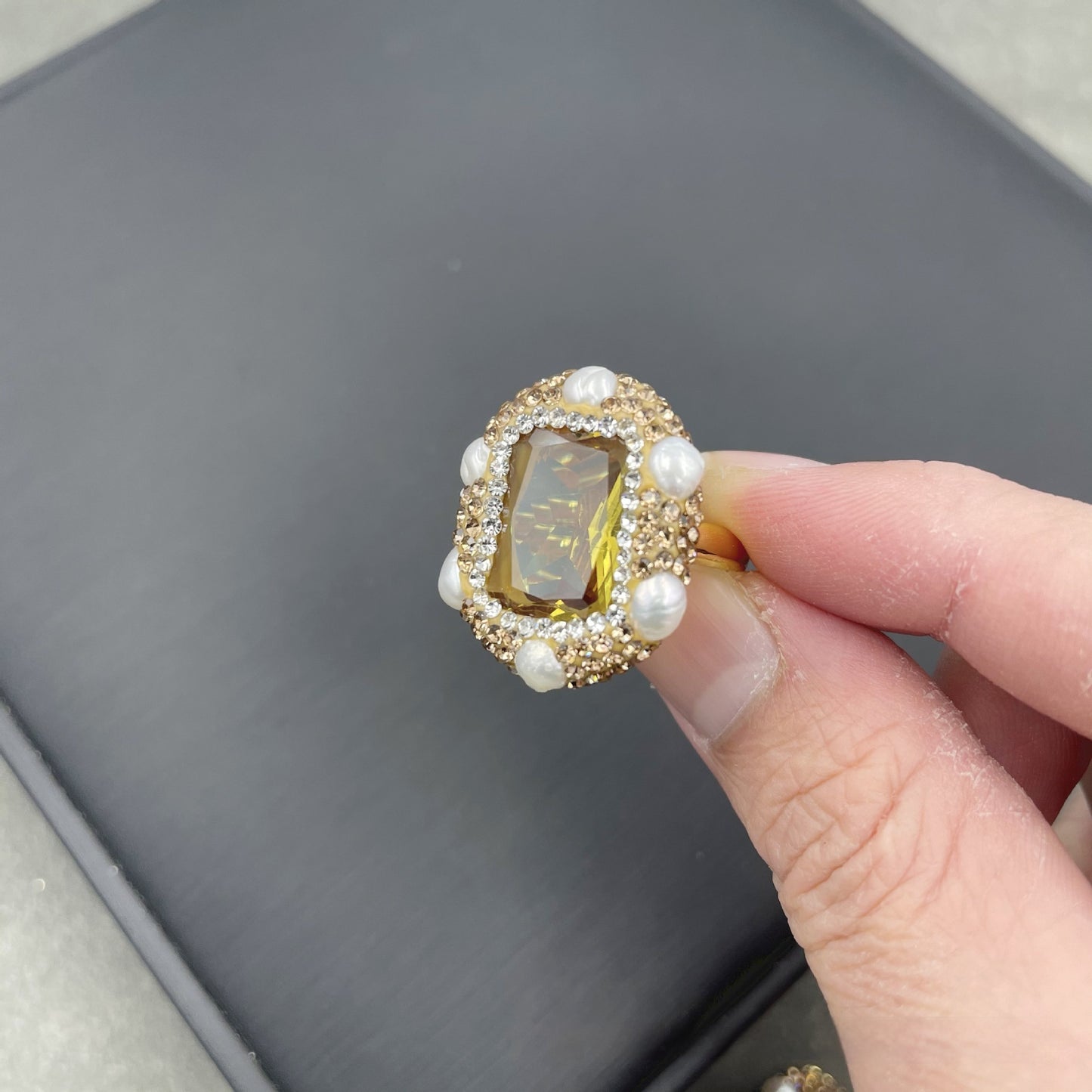 Electroplated Rhinestone Copper Ring – Original Sparkle
