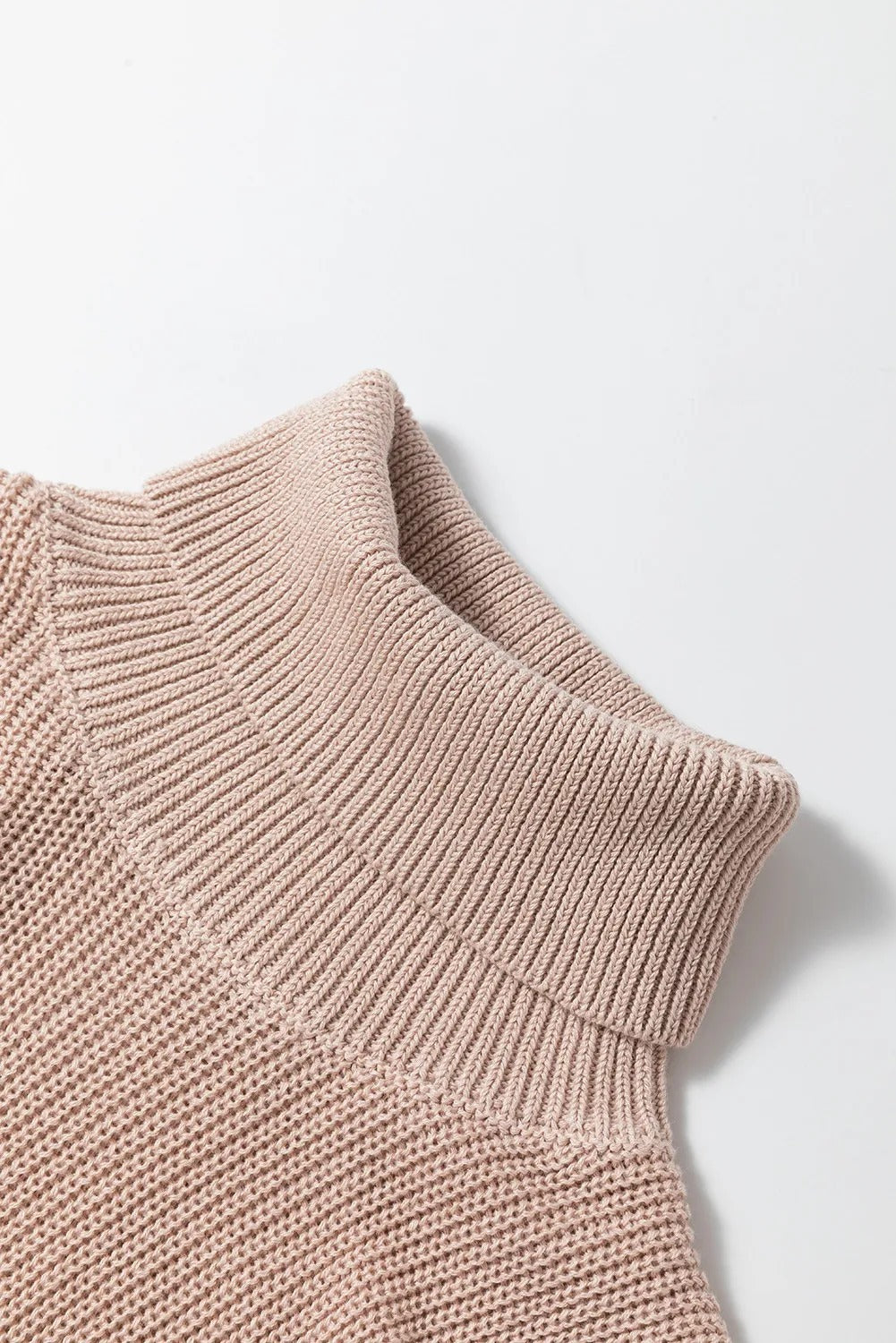 Oatmeal Turtleneck Knit Top Sleeveless