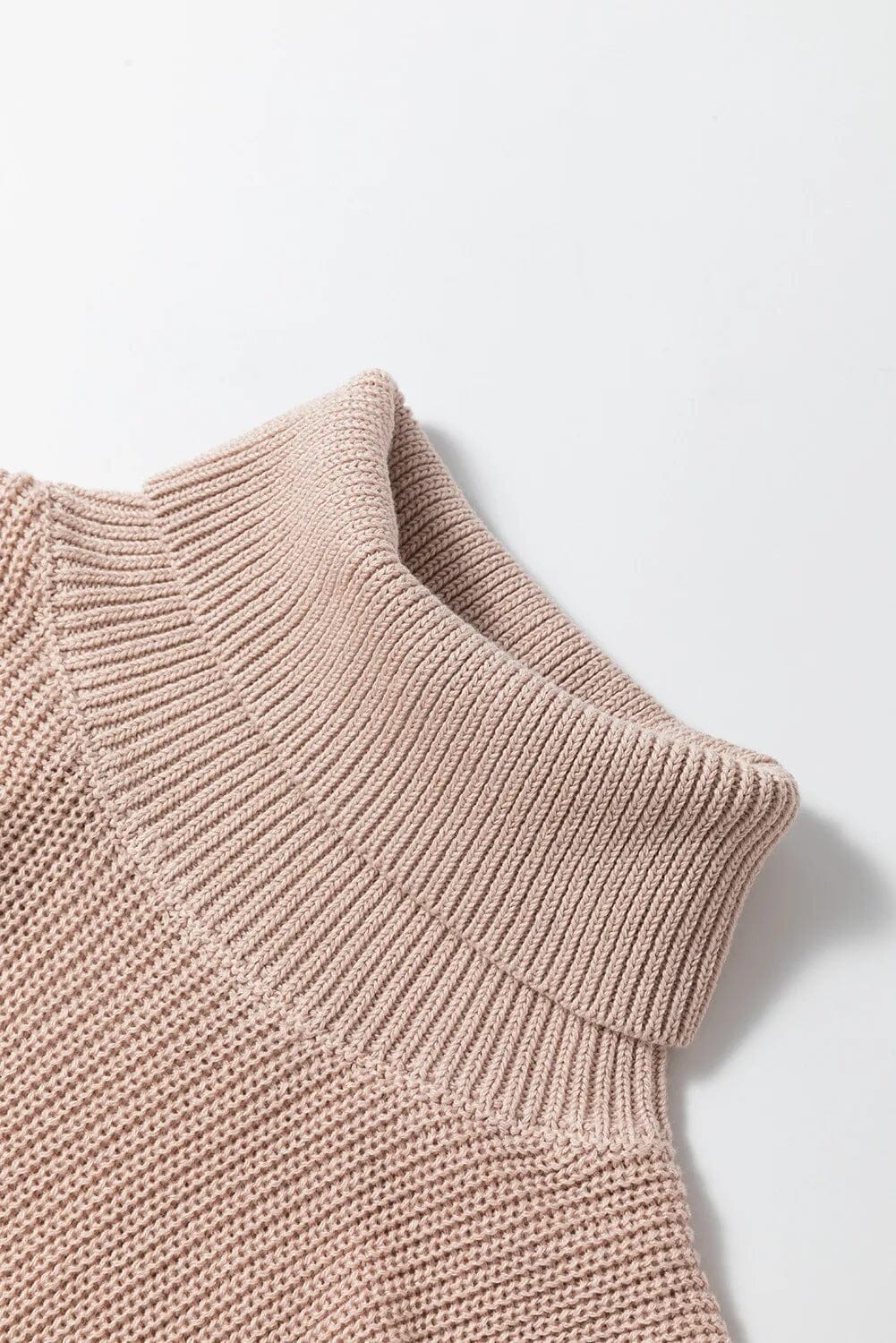 Oatmeal Turtleneck Knit Top Sleeveless top VAYORK STARS