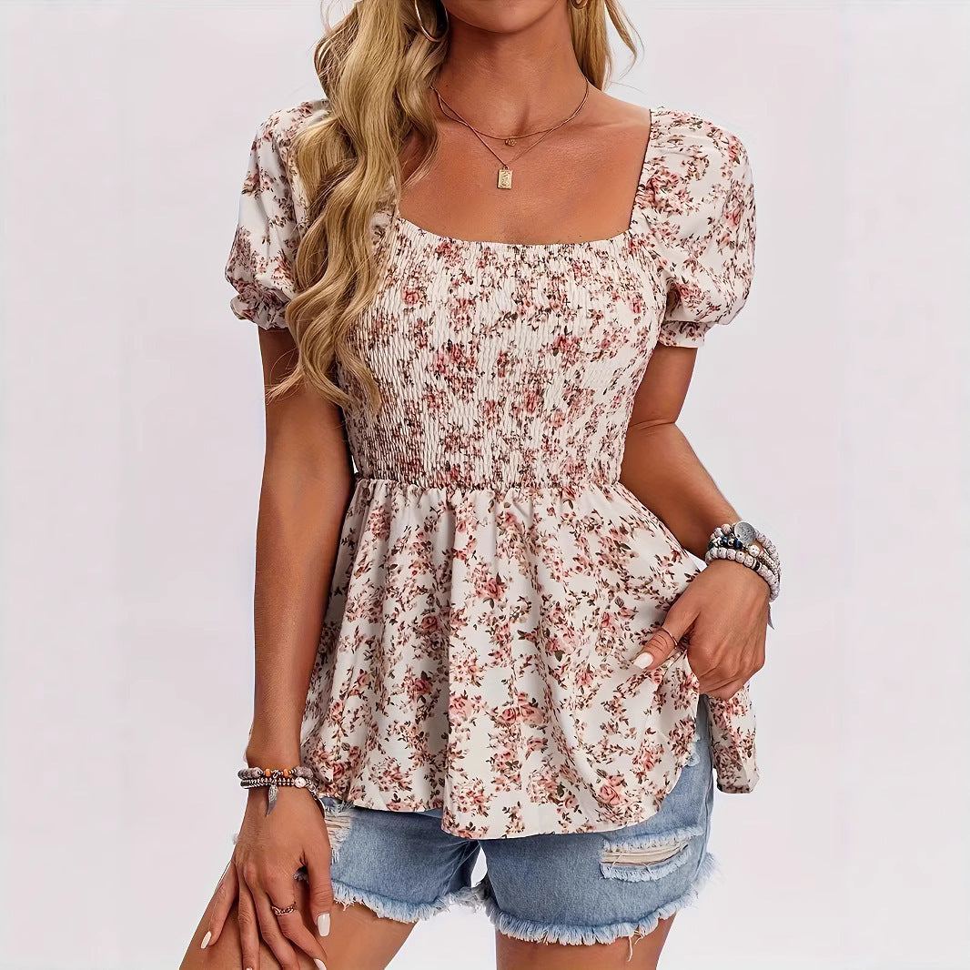 Floral Pullover Puff Sleeve Top