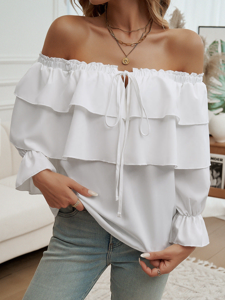 Pullover Off-shoulder Sleeves Top Loose Shoulder Top