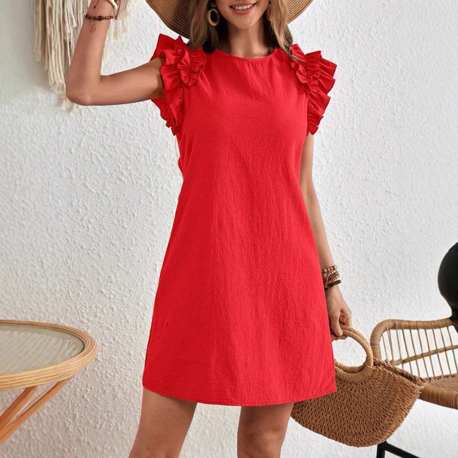 Lace Dress V-Neck Short Sleeve Elegant