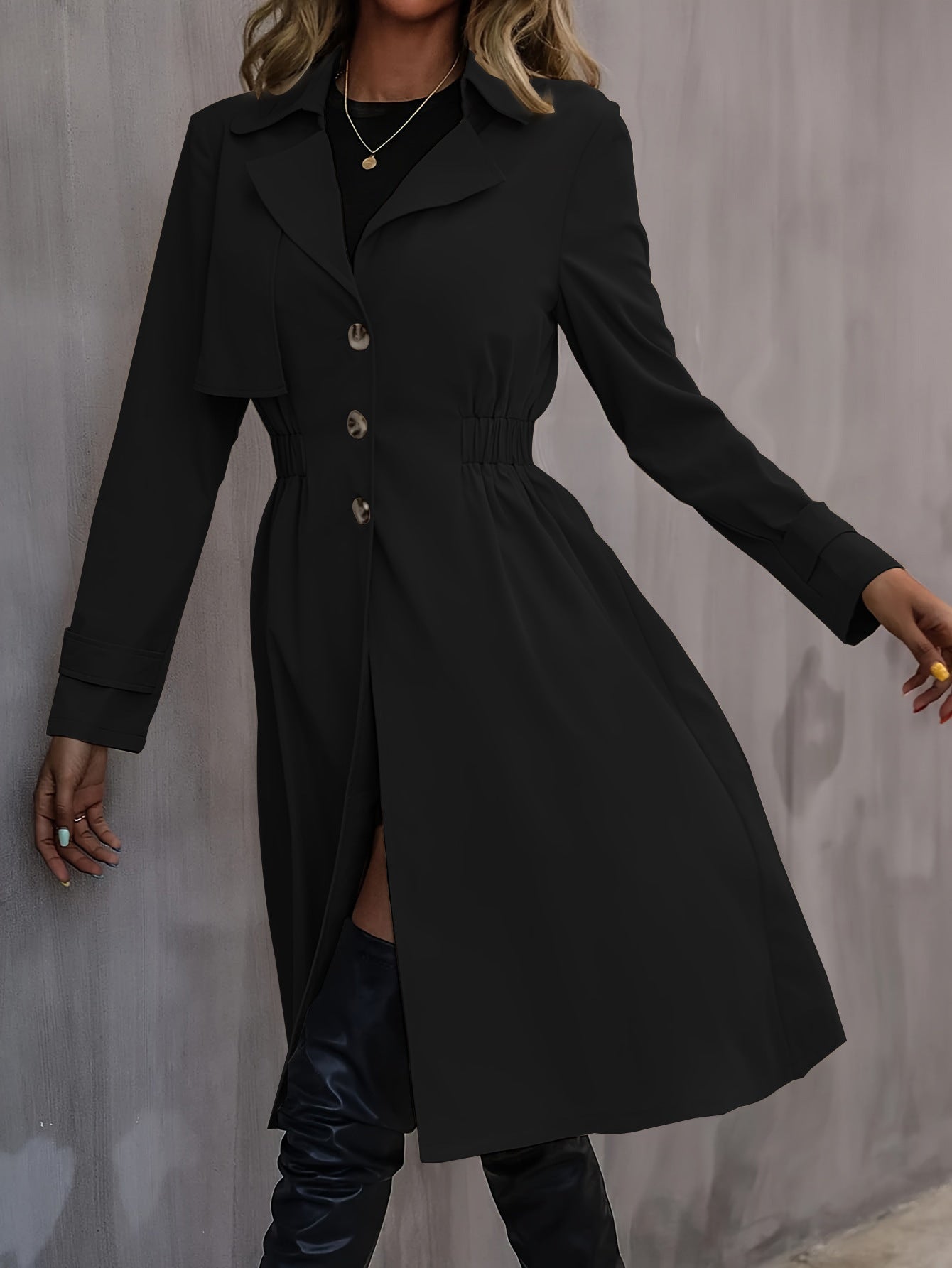 Long Waist Cotton Jacket Long Sleeve Trench Coat
