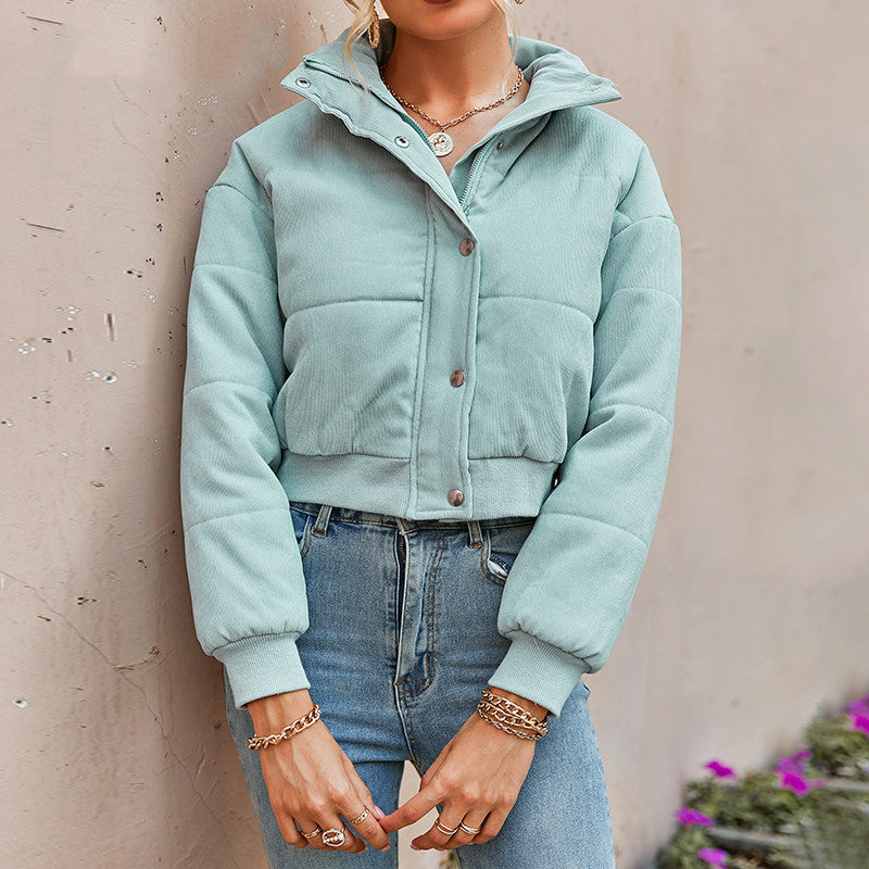 Green-Gray Cotton Jacket Warm Fashion Short