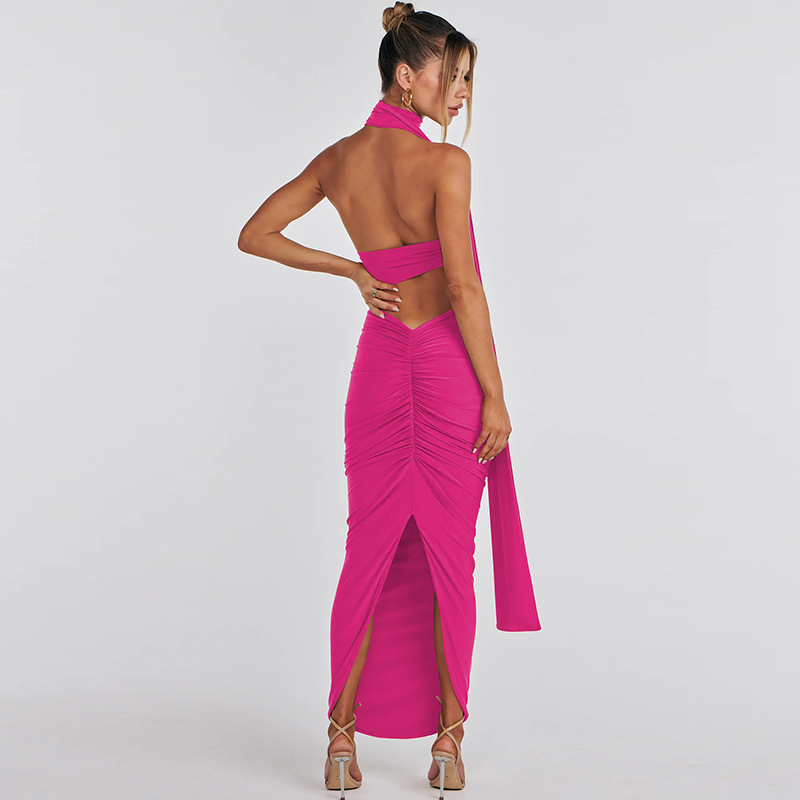 Backless Tube Top & Pleated Skirt Set Two-Piece