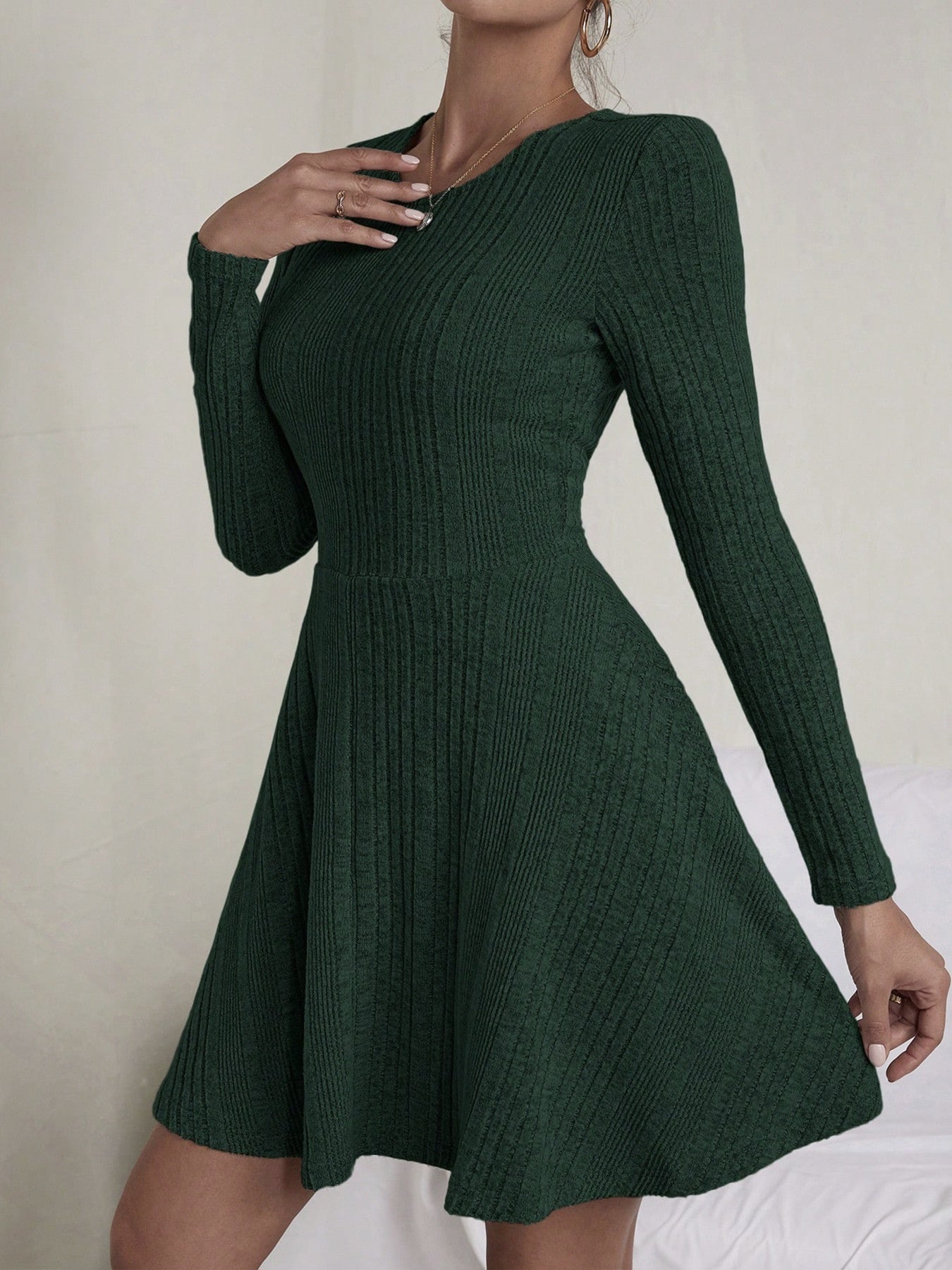 Elegant Ribbed Knit Dress Casual