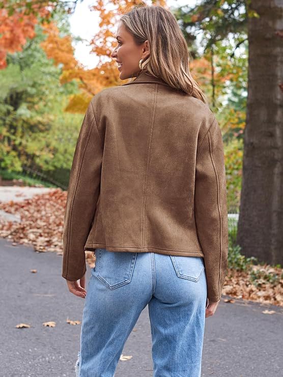Fashion Casual Short Motorcycle Suede Jacket