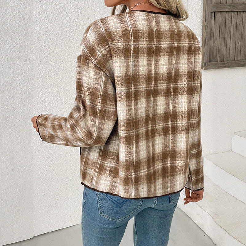 Casual Plaid Jacket Stylish Plaid