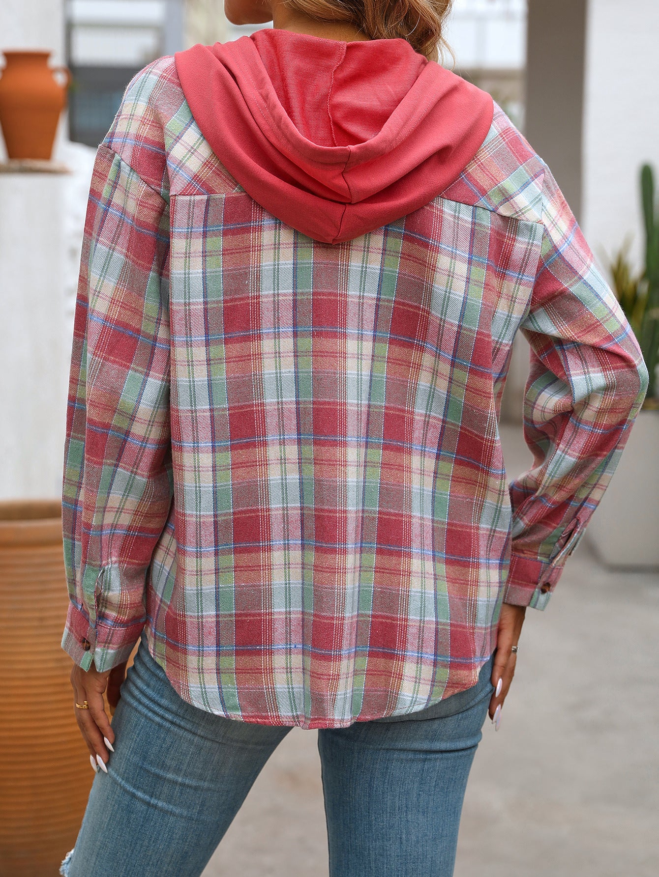 Loose Fit Plaid Button Down Shirt