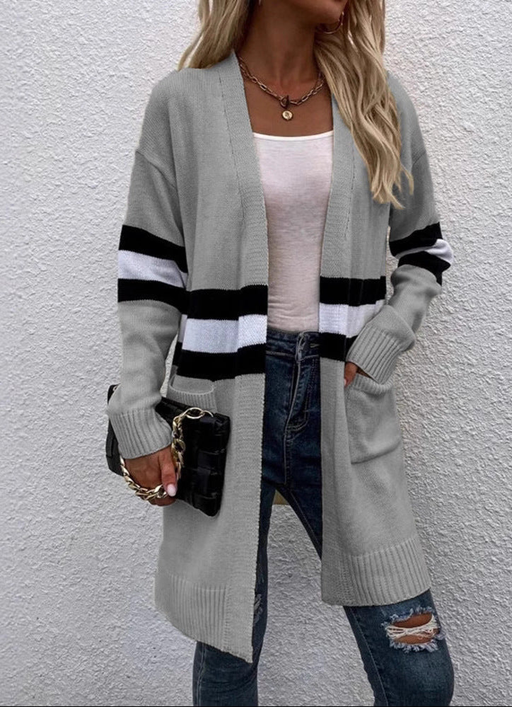 Striped Loose Casual Knit Cardigan