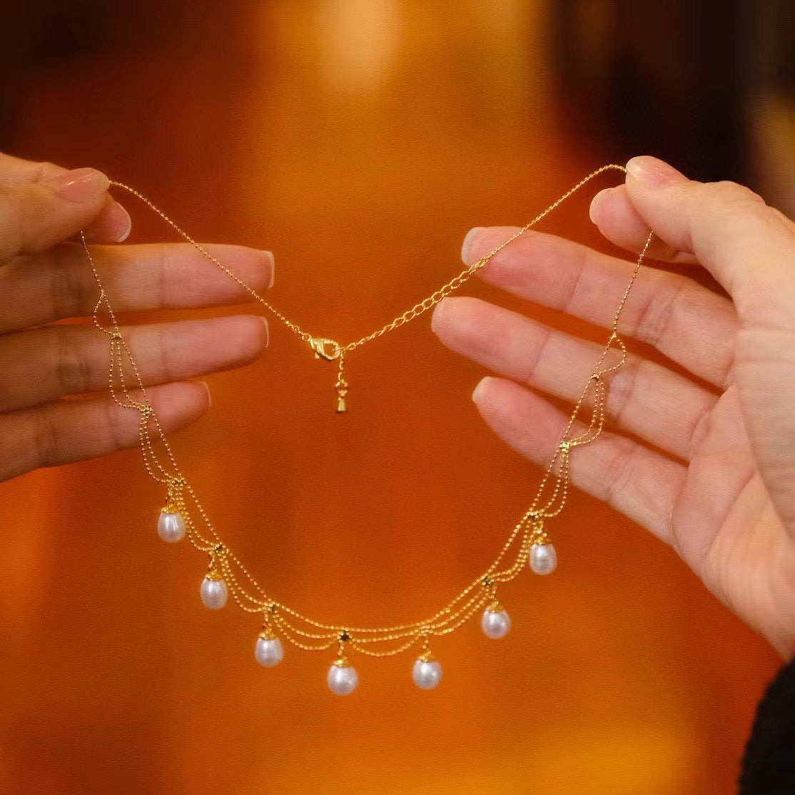 Handmade Freshwater Pearl Lace Necklace