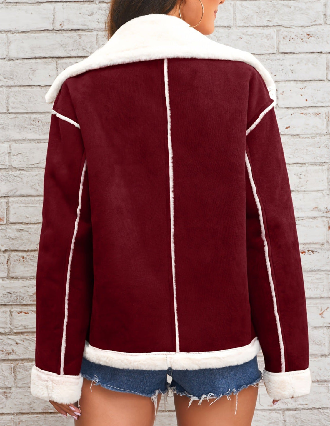 Polo Collar Plush Jacket Winter Warm Outerwear