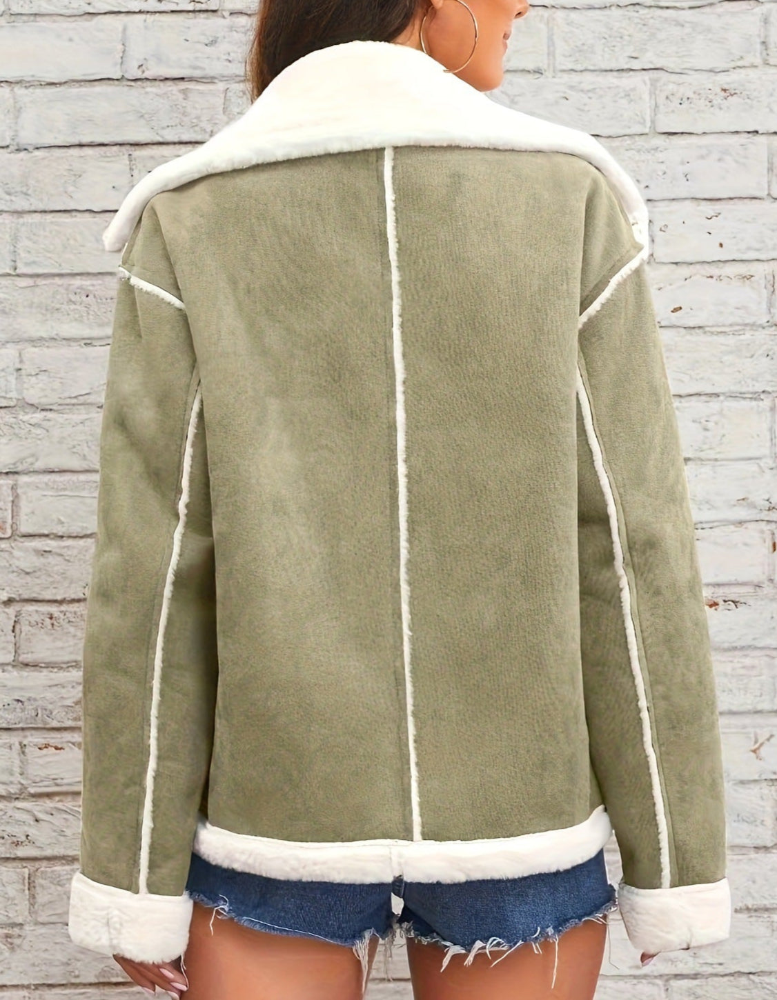 Polo Collar Plush Jacket Winter Warm Outerwear