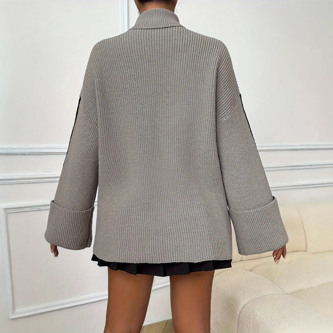 Fashion High Collar Knitted Sweater