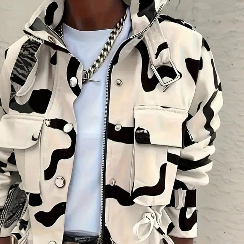 Stand Collar Long Sleeve Jacket Button & Zipper Short Coat with Pockets Outerwear VAYORK STARS