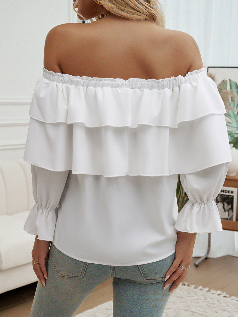 Pullover Off-shoulder Sleeves Top Loose Shoulder Top