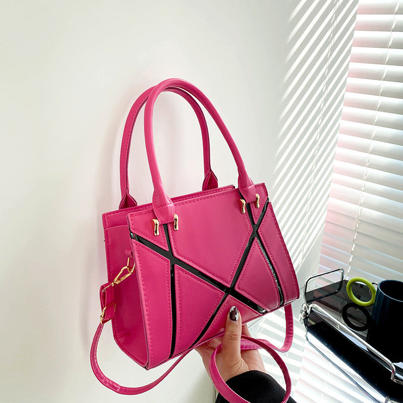 Beige handbag with black accents square Crossbody Bag