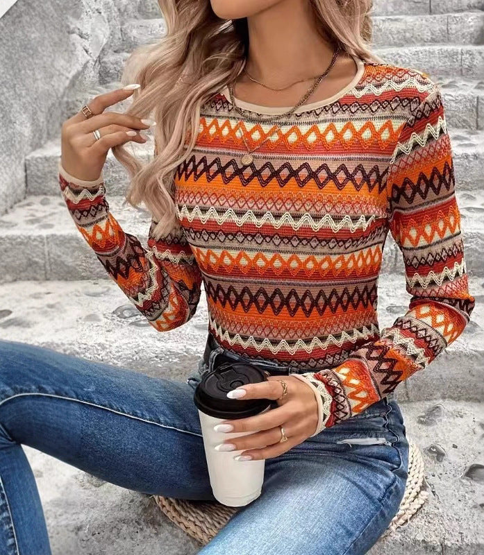 Elegant Colorful Striped Long Sleeve Sweater