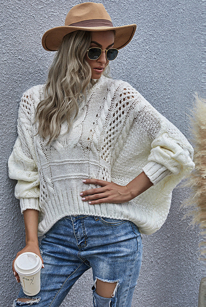 Lazy Hollow Twist Knit Sweater