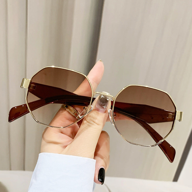 Modern Square Polygon Metal Sunglasses Shades