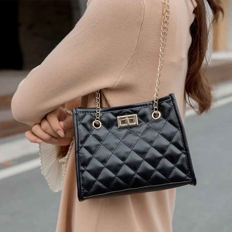 Mini Chain Shoulder Bag Small Square Rhombus Stitch Crossbody Bag