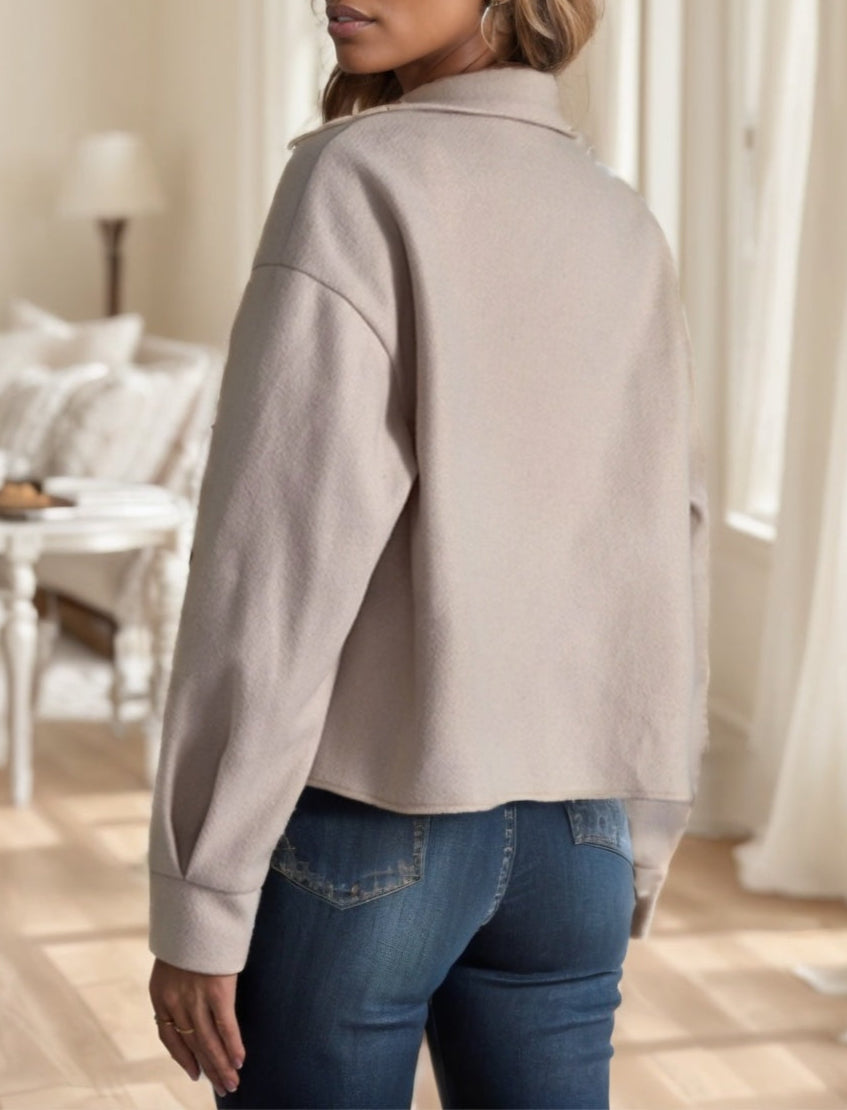 Essence Drop Shoulder Overcoat Button Front Flap Pocket