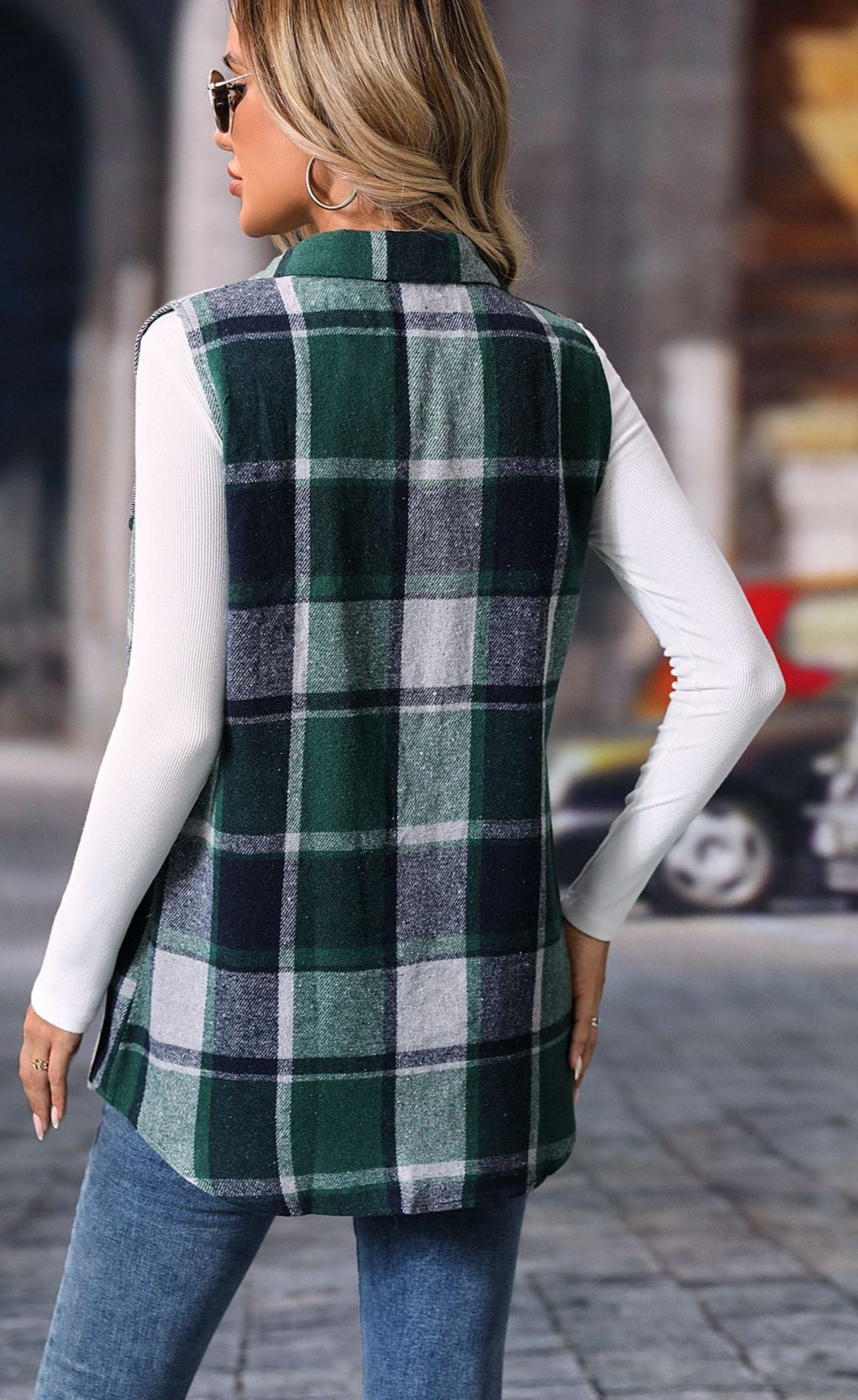 Plaid Sleeveless Vest Loose Casual Layering