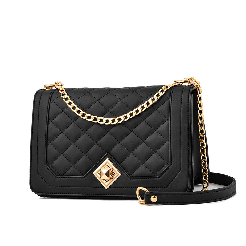 Small PU Motorcycle Shell Bag – Embroidered Handbag with Chain Stra"
