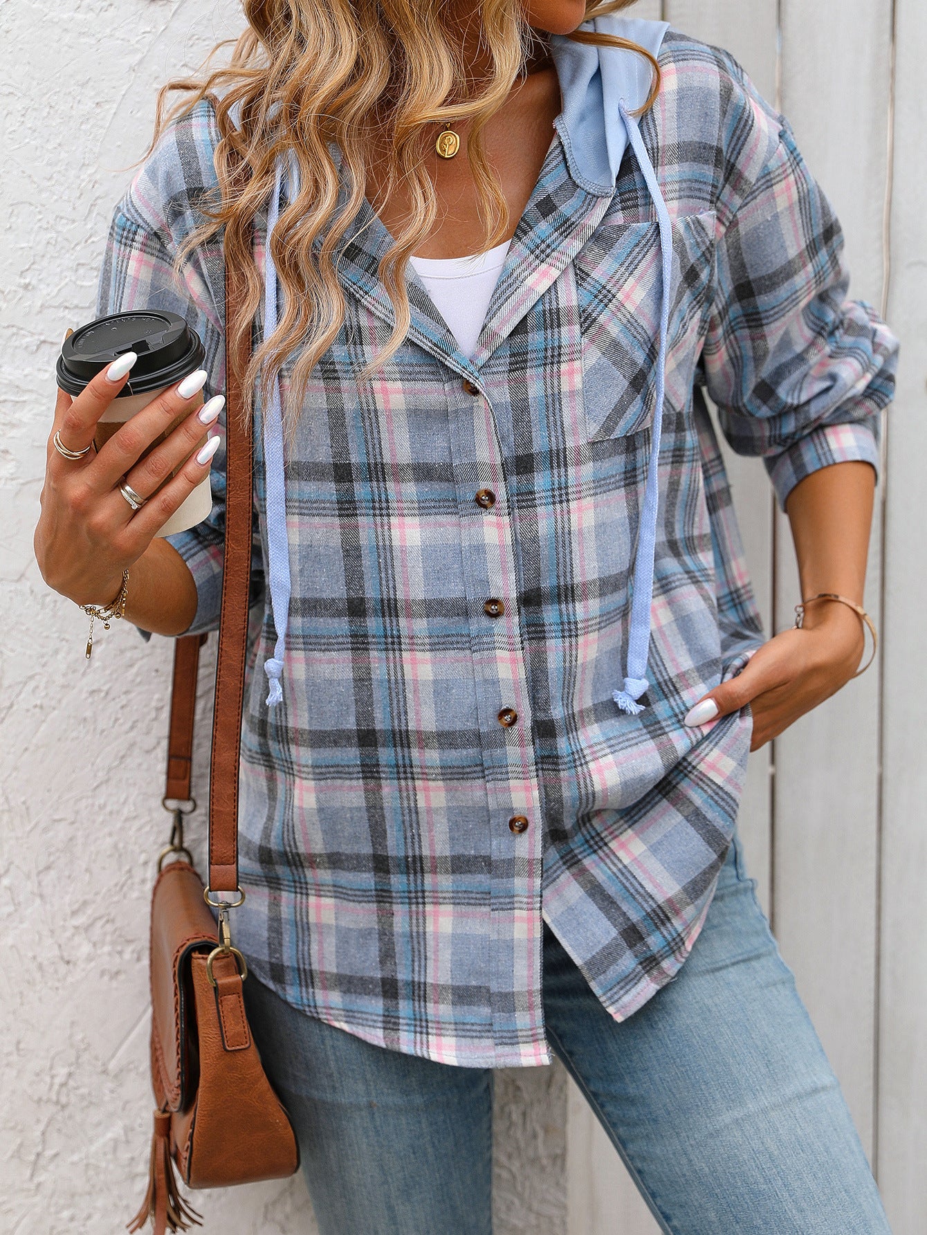 Loose Fit Plaid Button Down Shirt