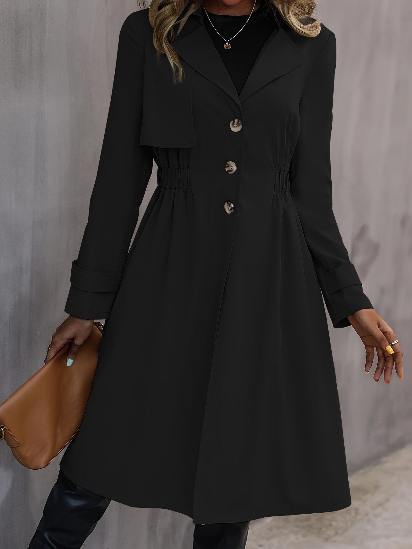 Long Waist Cotton Jacket Long Sleeve Trench Coat