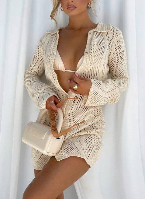 Long Open Front Cardigan with Buttons