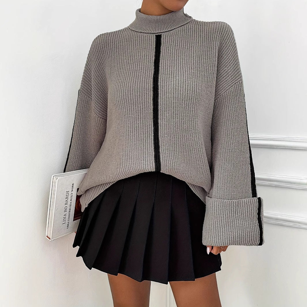 Fashion High Collar Knitted Sweater