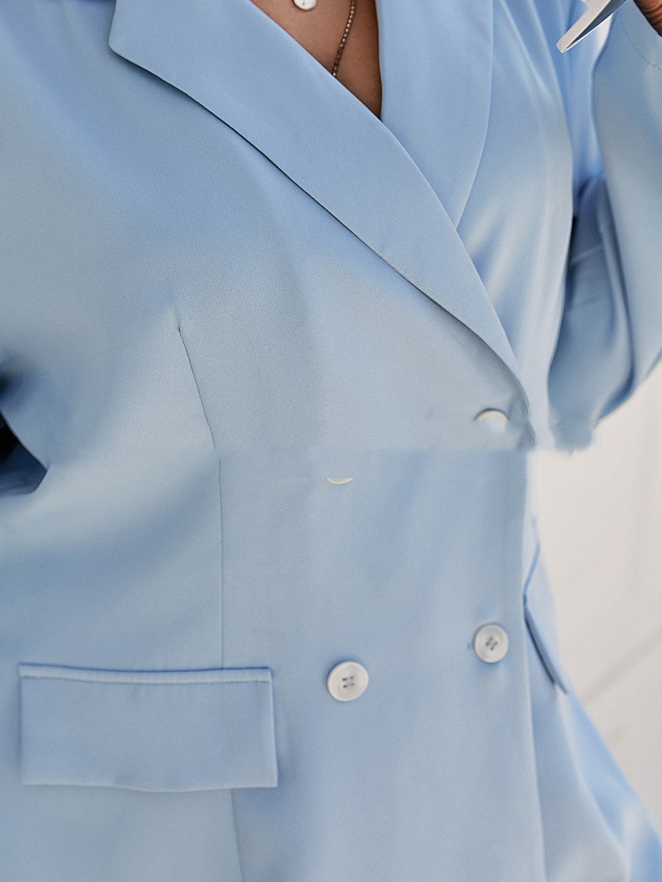 Blue Commuter Blazer Waist-Cinched Suit