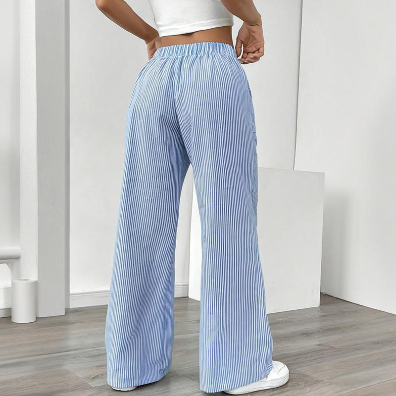 Striped Wide Leg Drawstring Pants – Summer Comfort Relax
