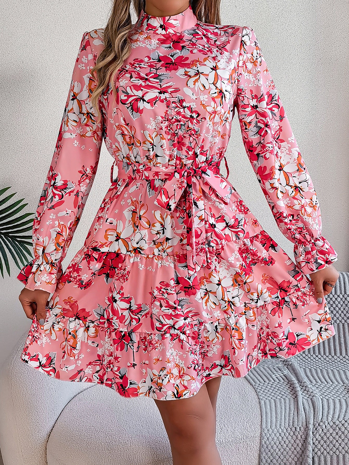 Floral Print Ruffle Maxi Dress