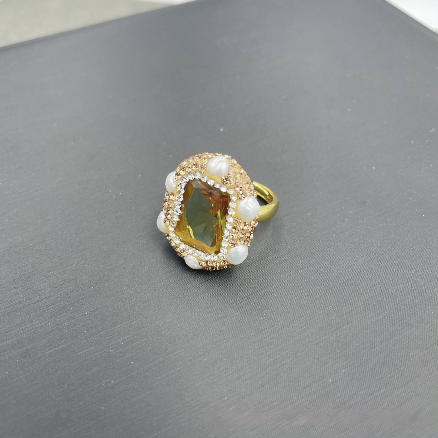 Electroplated Rhinestone Copper Ring – Original Sparkle
