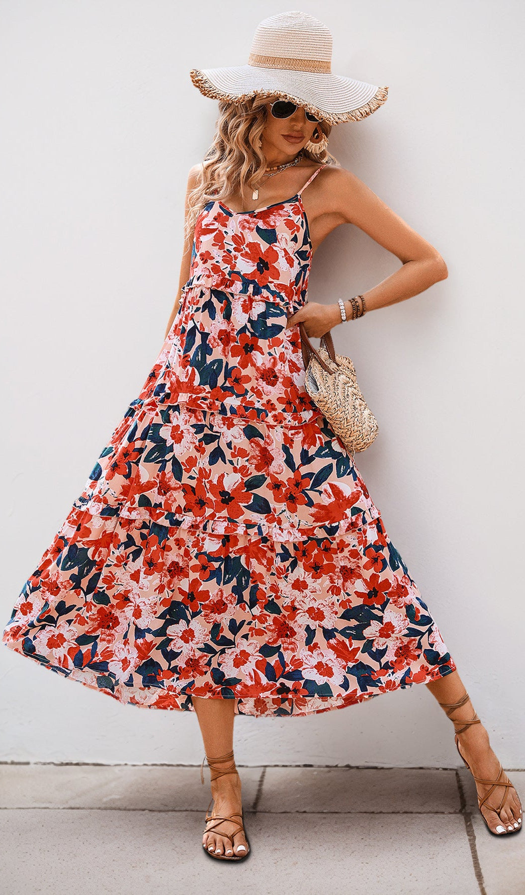 Floral Swing Dress Spaghetti Strap Sundress