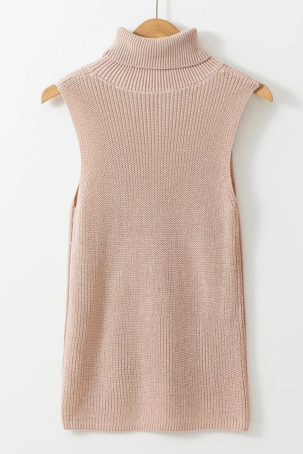 Oatmeal Turtleneck Knit Top Sleeveless