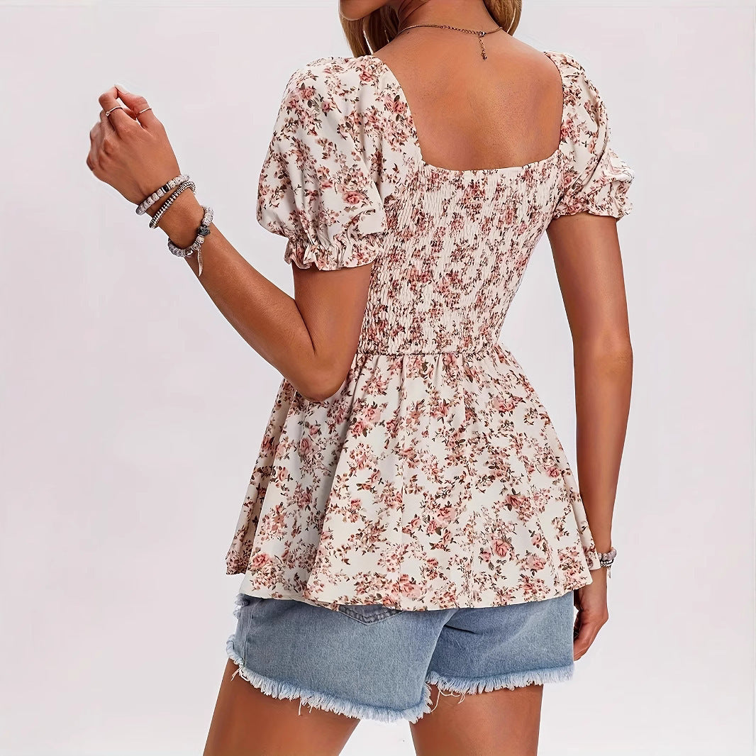 Floral Pullover Puff Sleeve Top
