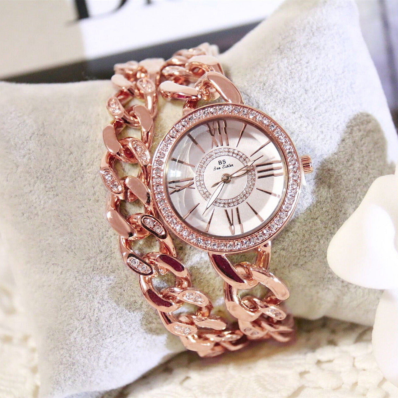 Bracelet Watch with Chain Decoration