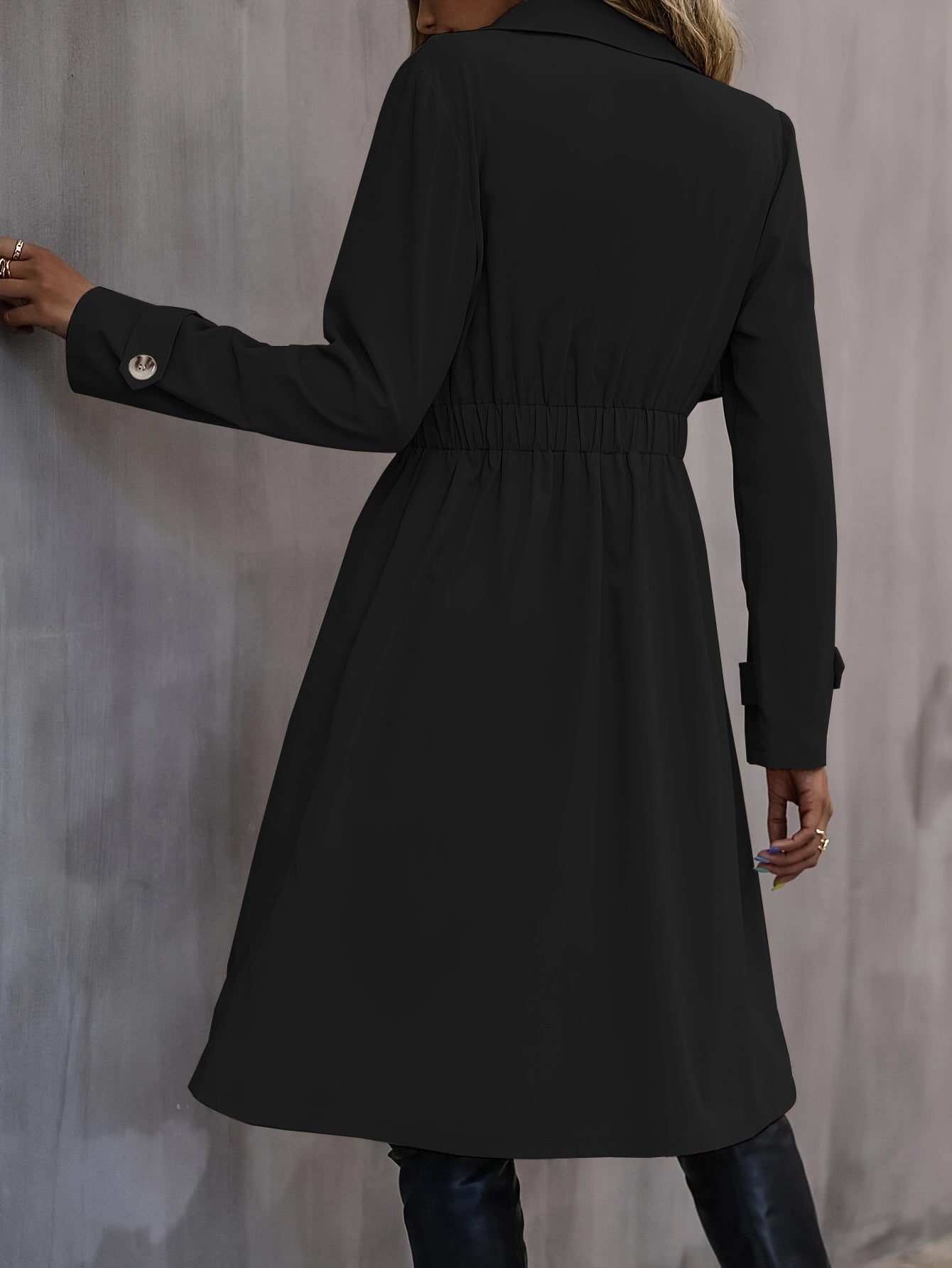 Long Waist Cotton Jacket Long Sleeve Trench Coat