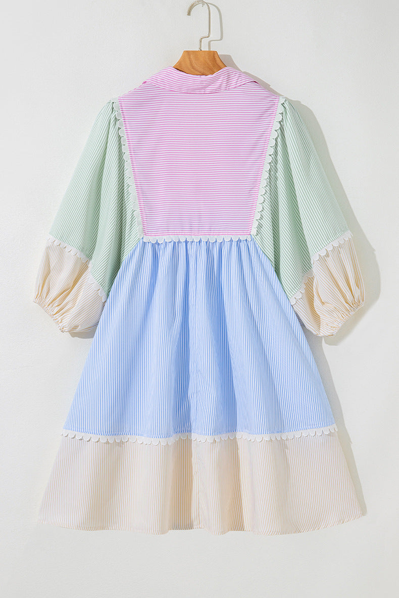 V-Neck Knee-Length Dress Stylish Summer