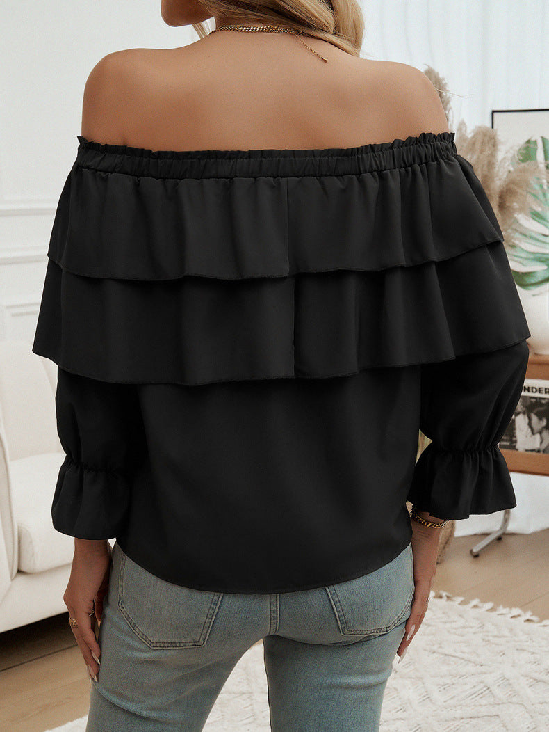 Pullover Off-shoulder Sleeves Top Loose Shoulder Top