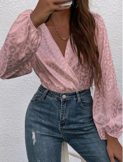 Long Sleeve Collarless Jacquard Slim Bodysuit