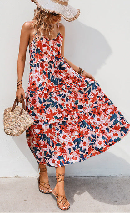 Floral Swing Dress Spaghetti Strap Sundress