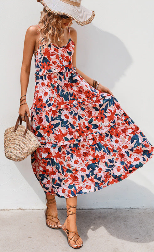 Floral Swing Dress Spaghetti Strap Sundress
