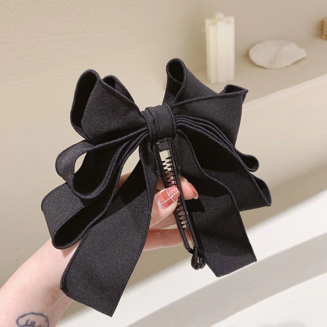 Clip Hair Ornament with Ribbon Bow