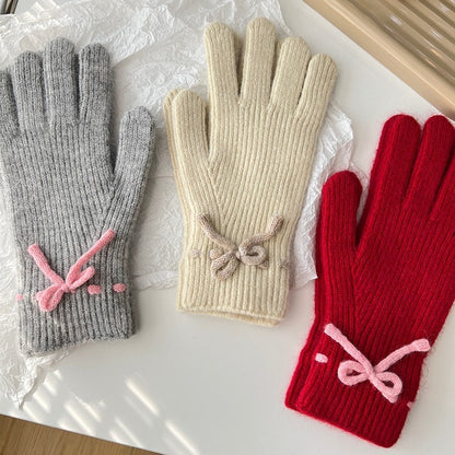 Bow Knit Warm Winter Gloves