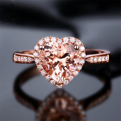 Gold Orange Diamond Heart Shaped Ring