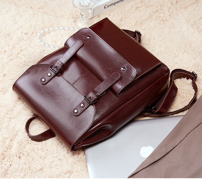 Leather Backpack Wear-Resistant Cowhide Bag